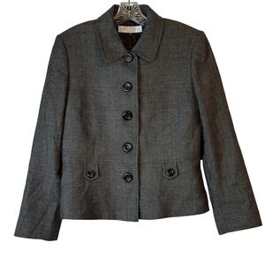 TAHARI ARTHUR S. LEVINE Petite Women's Black/White Tweed Wool‎ Button Front 12Pe